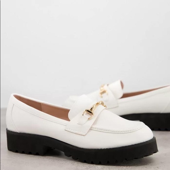 Shoes - White pleather chunky loafers